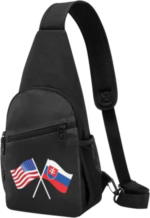 American And Slovakia Flag Chest Pack Leisure Shoulder Crossbody Chest Bag