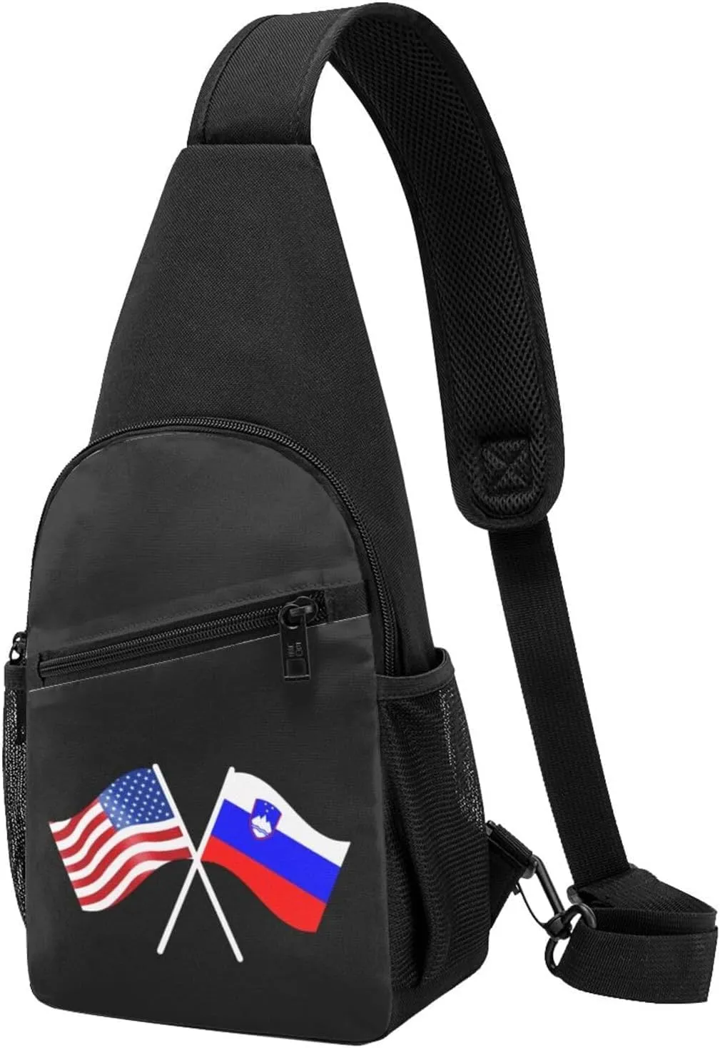 American And Slovenia Flag Chest Pack Leisure Shoulder Crossbody Chest Bag