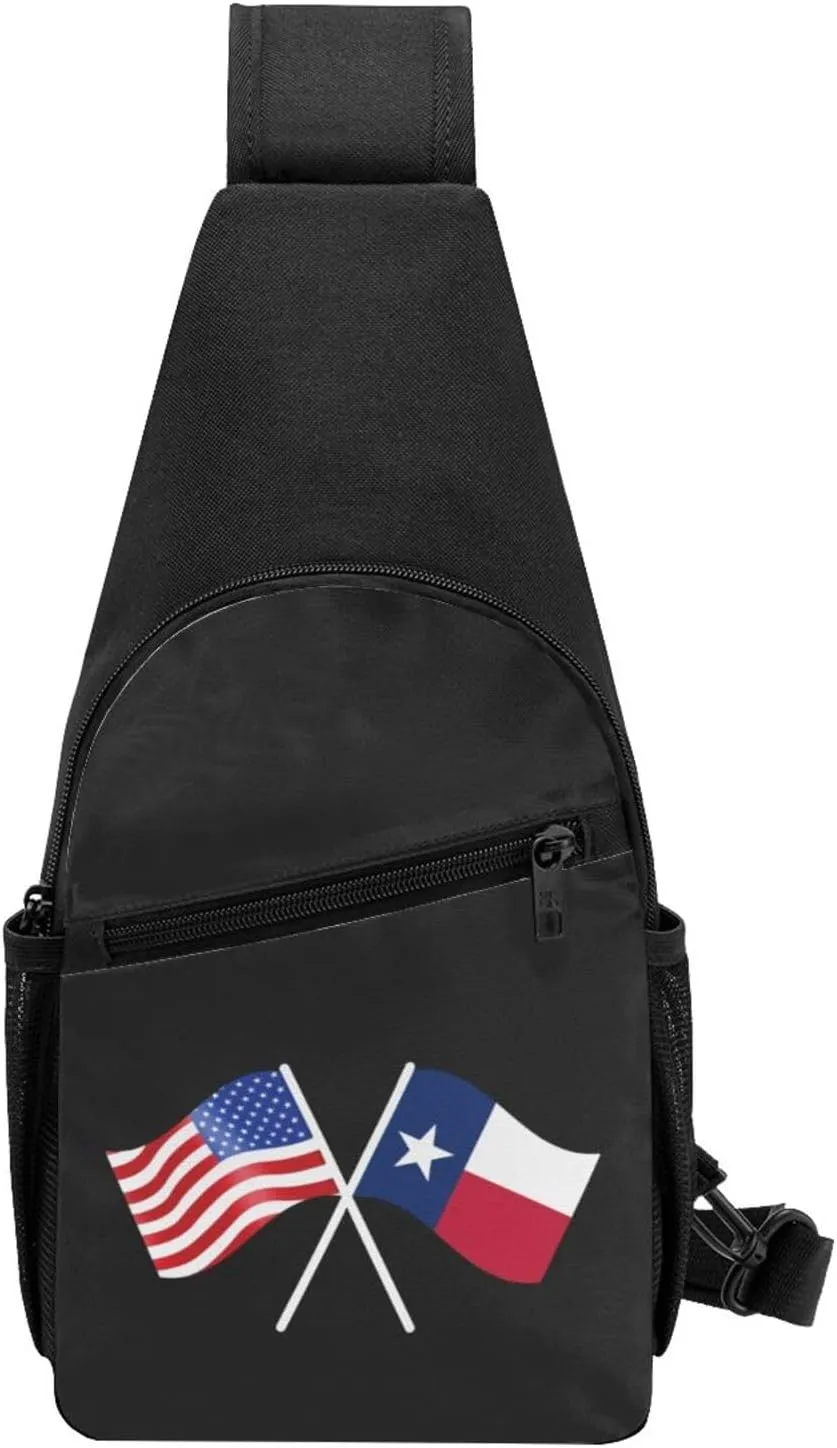 American And Texas Flag Chest Pack Leisure Shoulder Crossbody Chest Bag