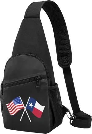American And Texas Flag Chest Pack Leisure Shoulder Crossbody Chest Bag