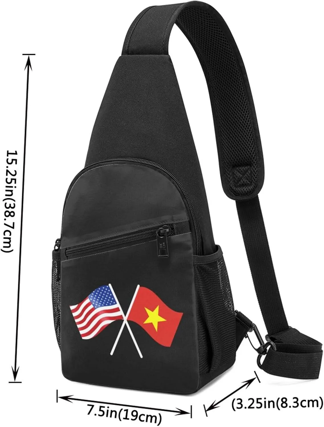 American And Vietnam Flag Chest Pack Leisure Shoulder Crossbody Chest Bag
