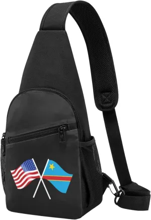American Flag of the Democratic Republic of the Congo Chest Pack Leisure Shoulder Crossbody Chest Bag