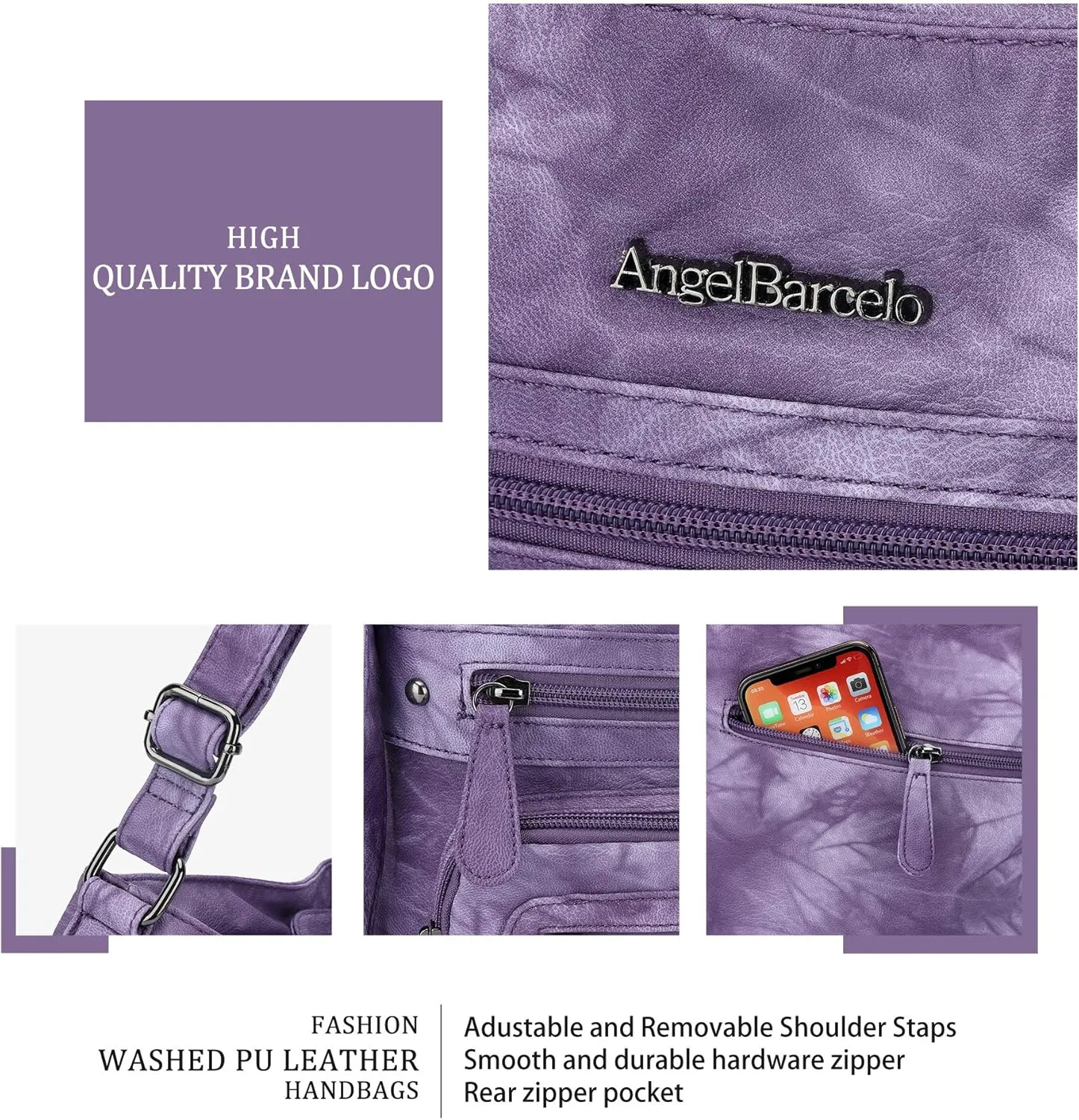 Angel Barcelo Crossbody Bags for Women,Ultra Soft Leather Purses for Women