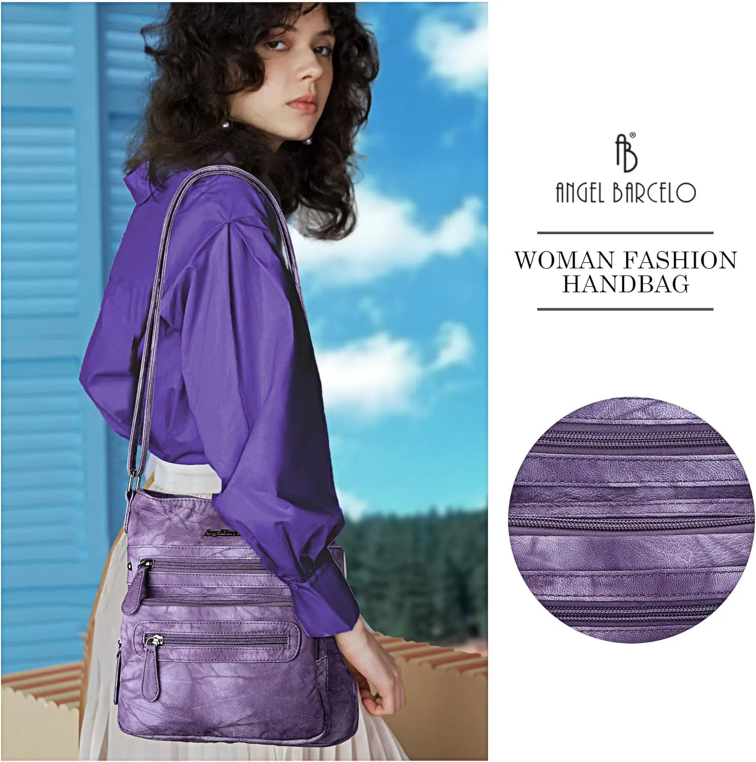 Angel Barcelo Crossbody Bags for Women,Ultra Soft Leather Purses for Women