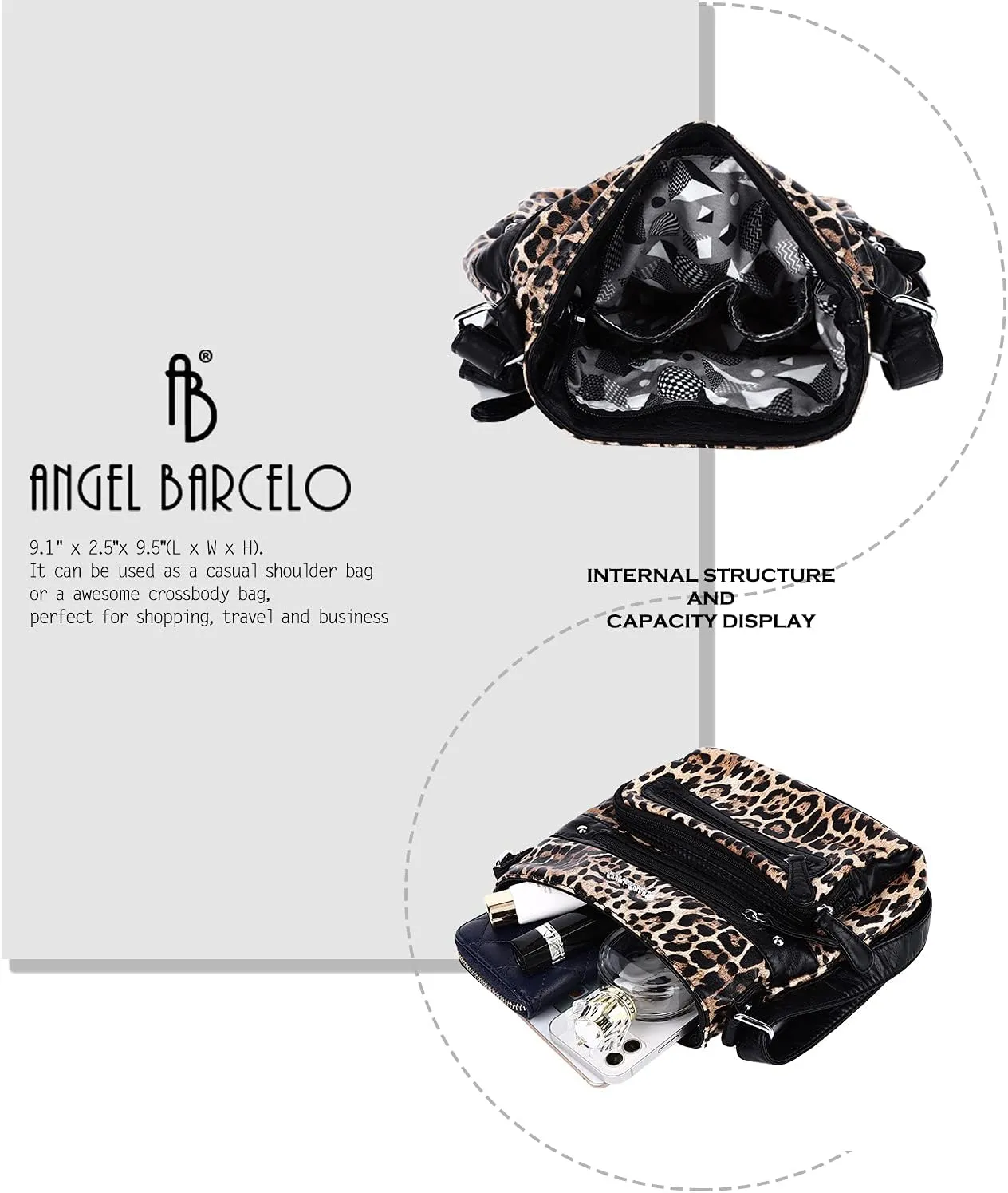 Angel Barcelo Crossbody Bags for Women,Ultra Soft Leather Purses for Women