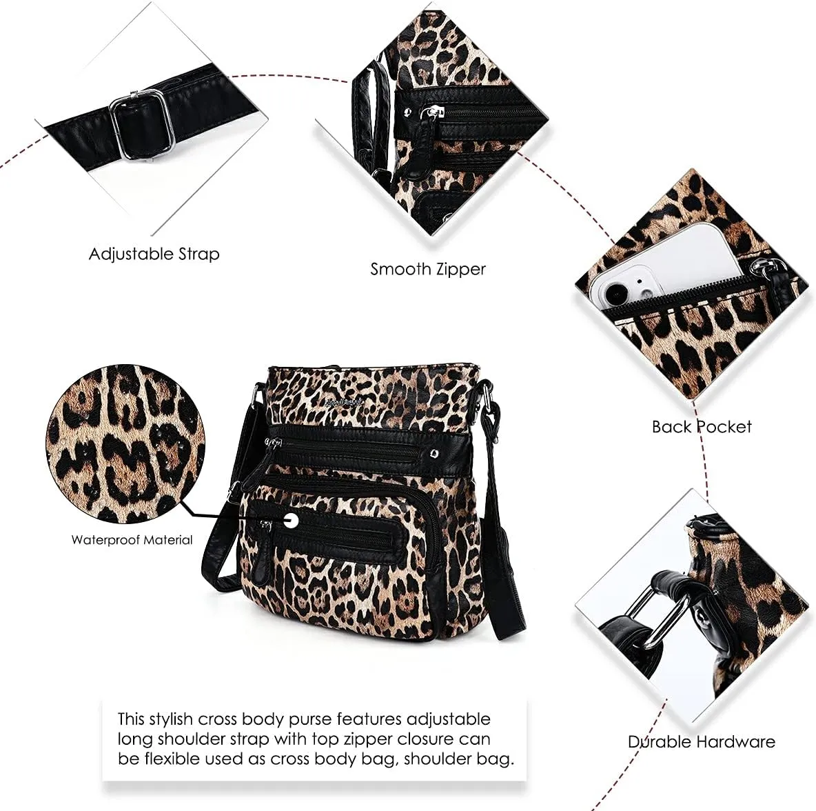 Angel Barcelo Crossbody Bags for Women,Ultra Soft Leather Purses for Women