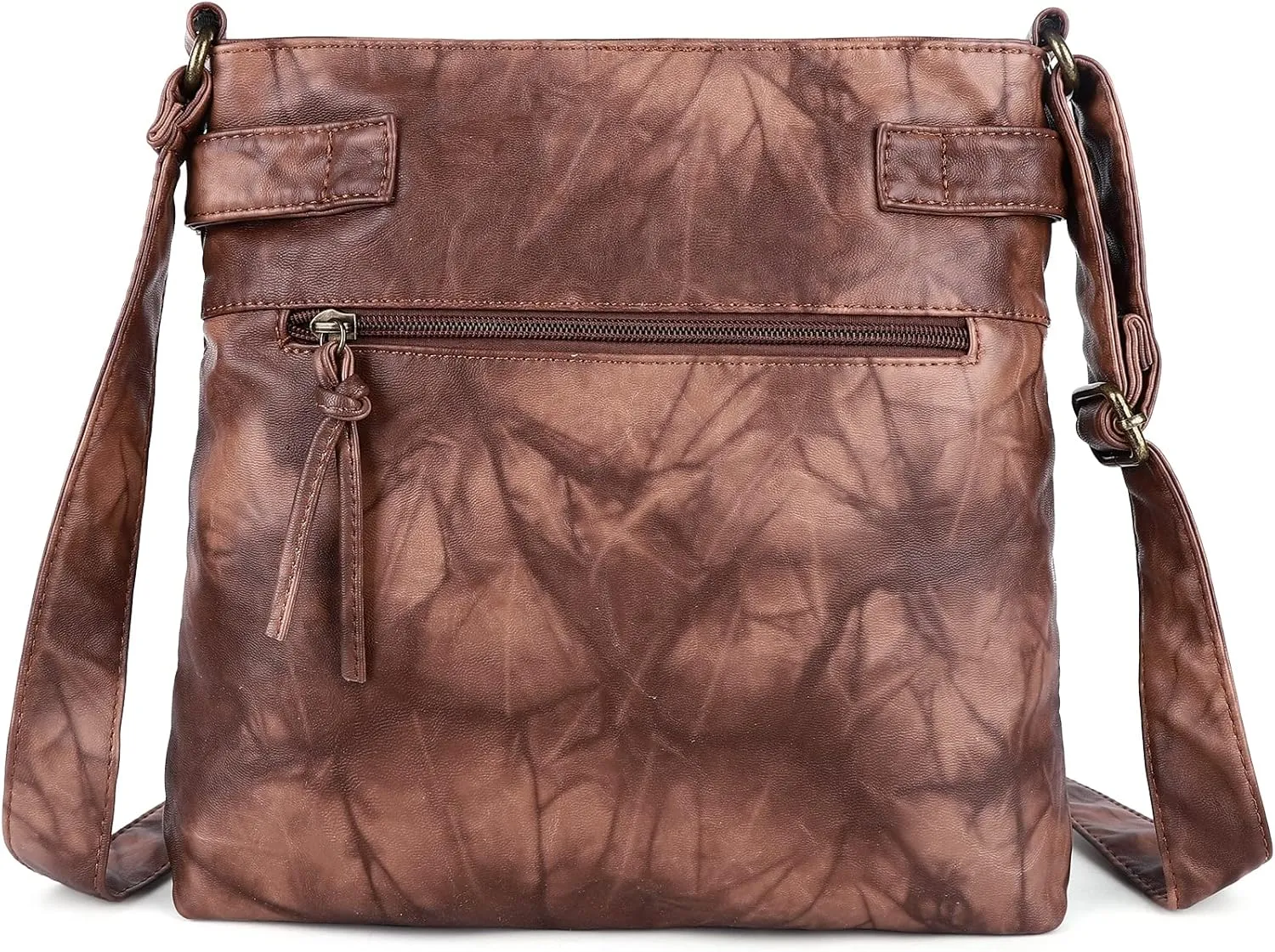 Angel Kiss Crossbody Bags for Women Washed Leather Shoulder Bags Multi Pocket Soft Hobo Purses and Medium Handbags