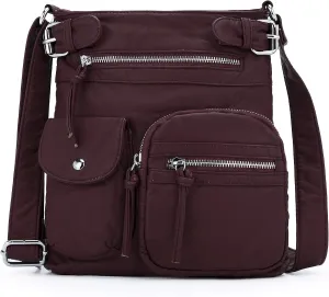 Angel Kiss Crossbody Bags for Women Washed Leather Shoulder Bags Multi Pocket Soft Hobo Purses and Medium Handbags