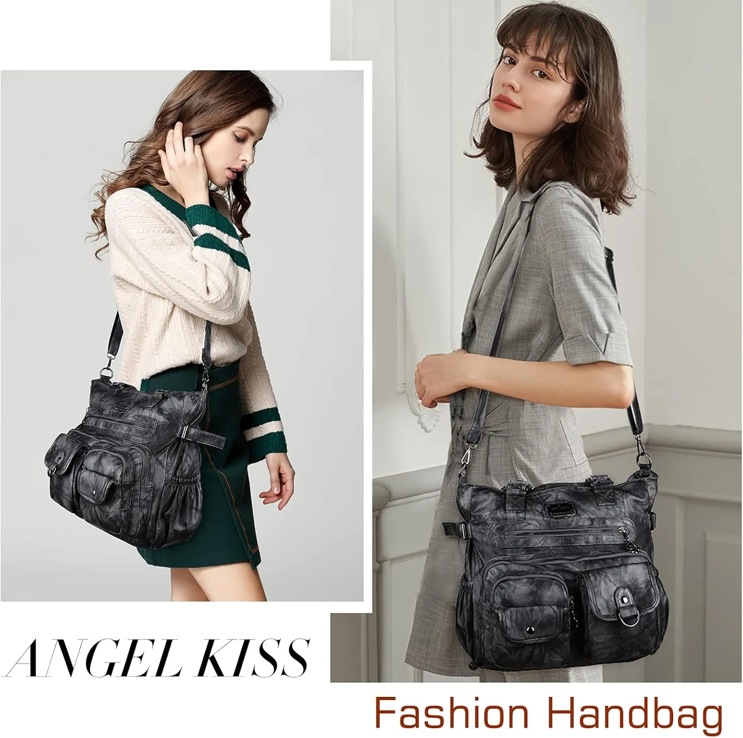 Angel Kiss Purses and Handbag for Women Soft PU Leather Shoulder Handbag Women Tote Satchel Bags Top Handle Satchel