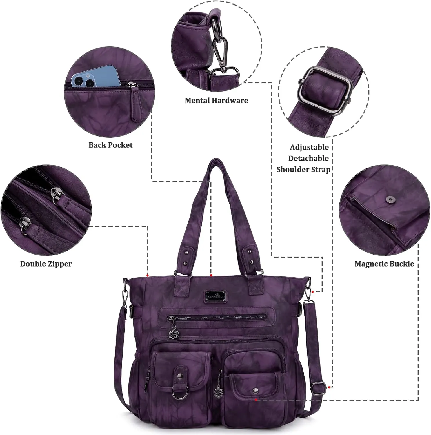Angelkiss Purses and Handbag for Women Soft Leather Hobo Bags Satchel Shoulder Bags Ladies Tote Crossbody Bag