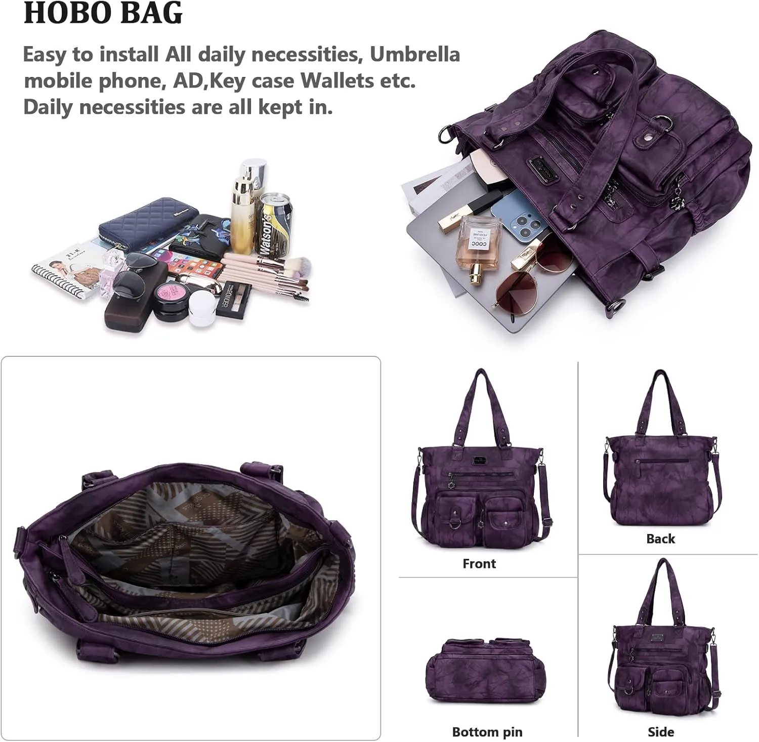 Angelkiss Purses and Handbag for Women Soft Leather Hobo Bags Satchel Shoulder Bags Ladies Tote Crossbody Bag