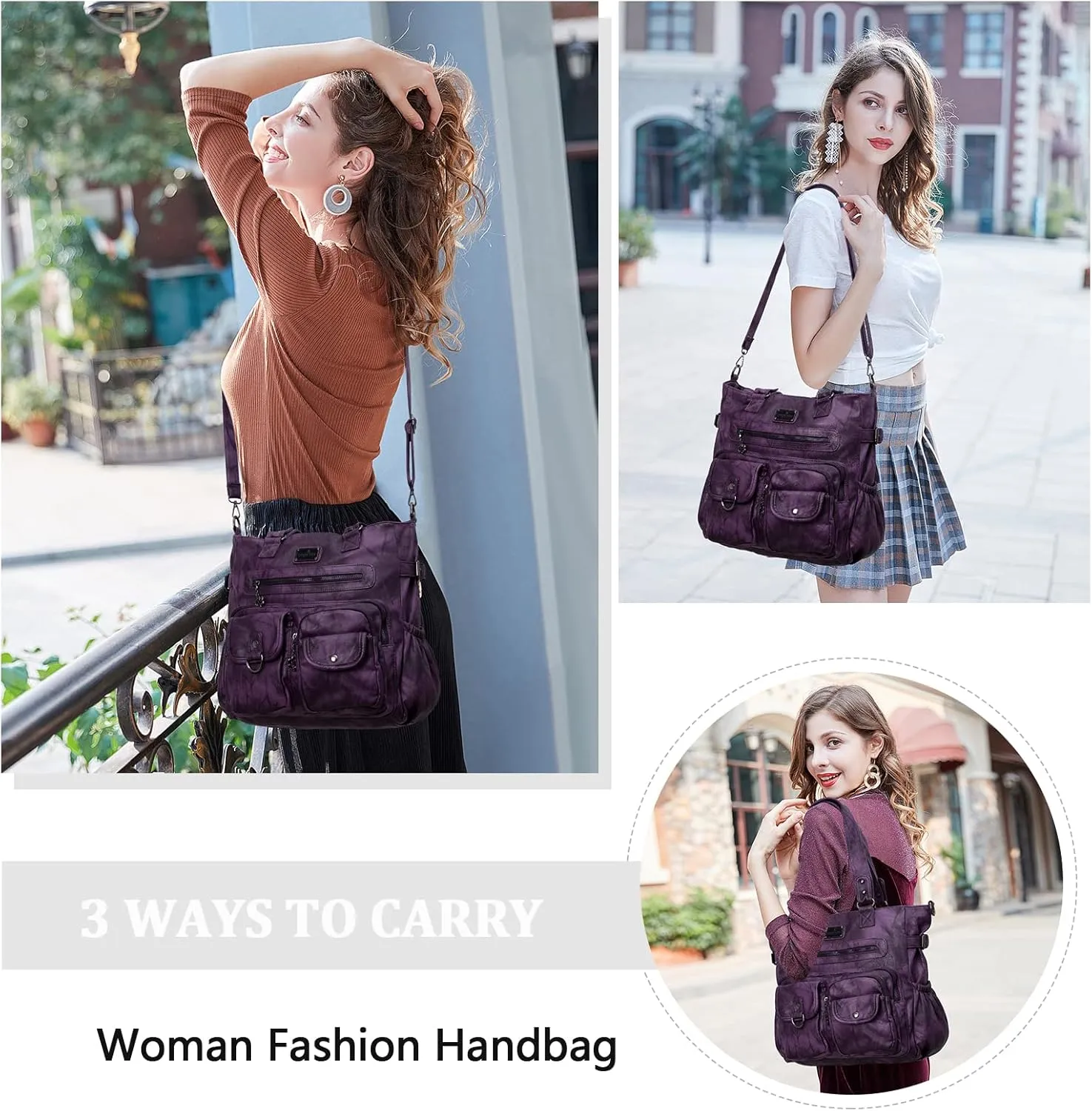 Angelkiss Purses and Handbag for Women Soft Leather Hobo Bags Satchel Shoulder Bags Ladies Tote Crossbody Bag