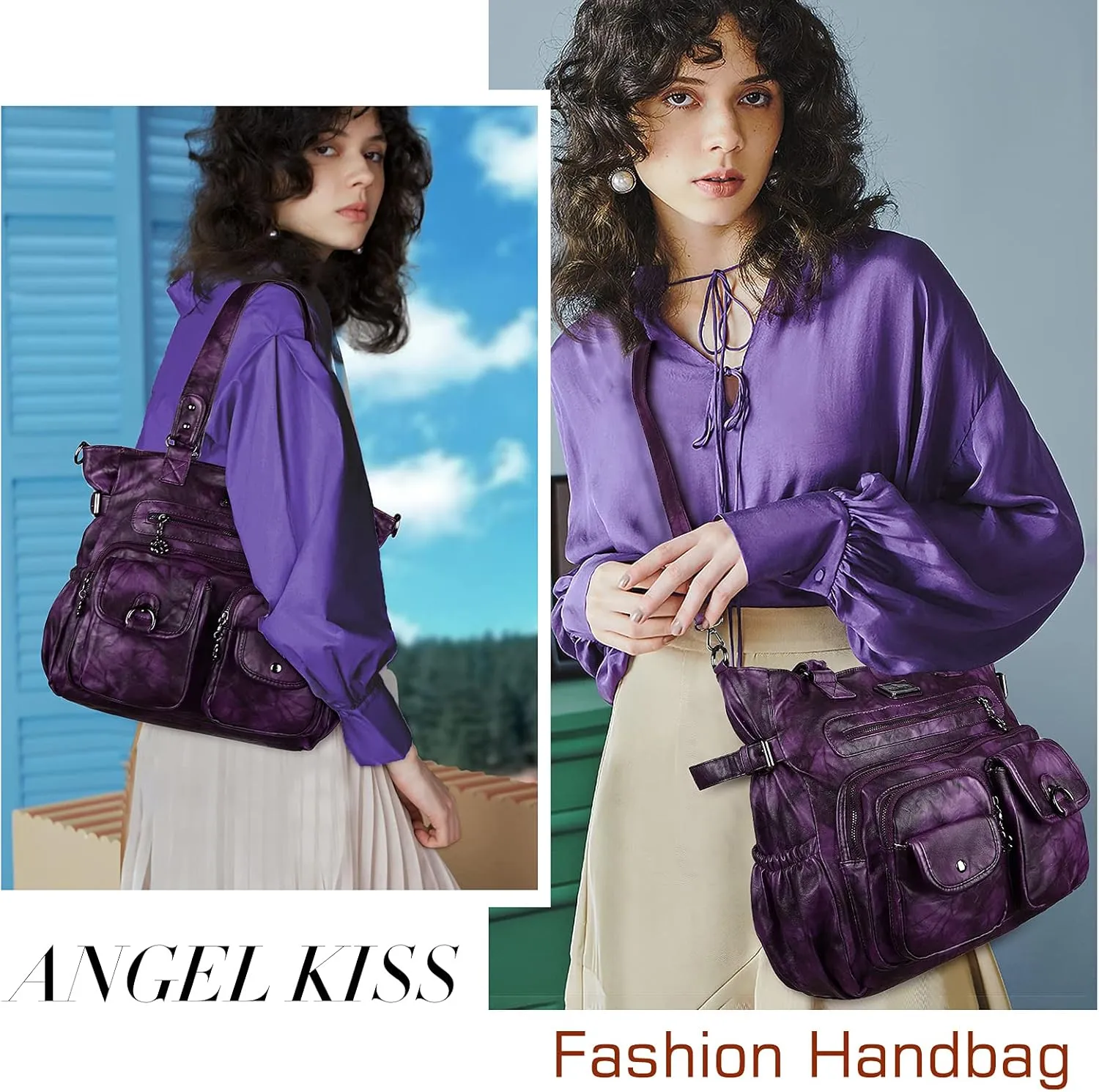 Angelkiss Purses and Handbag for Women Soft Leather Hobo Bags Satchel Shoulder Bags Ladies Tote Crossbody Bag
