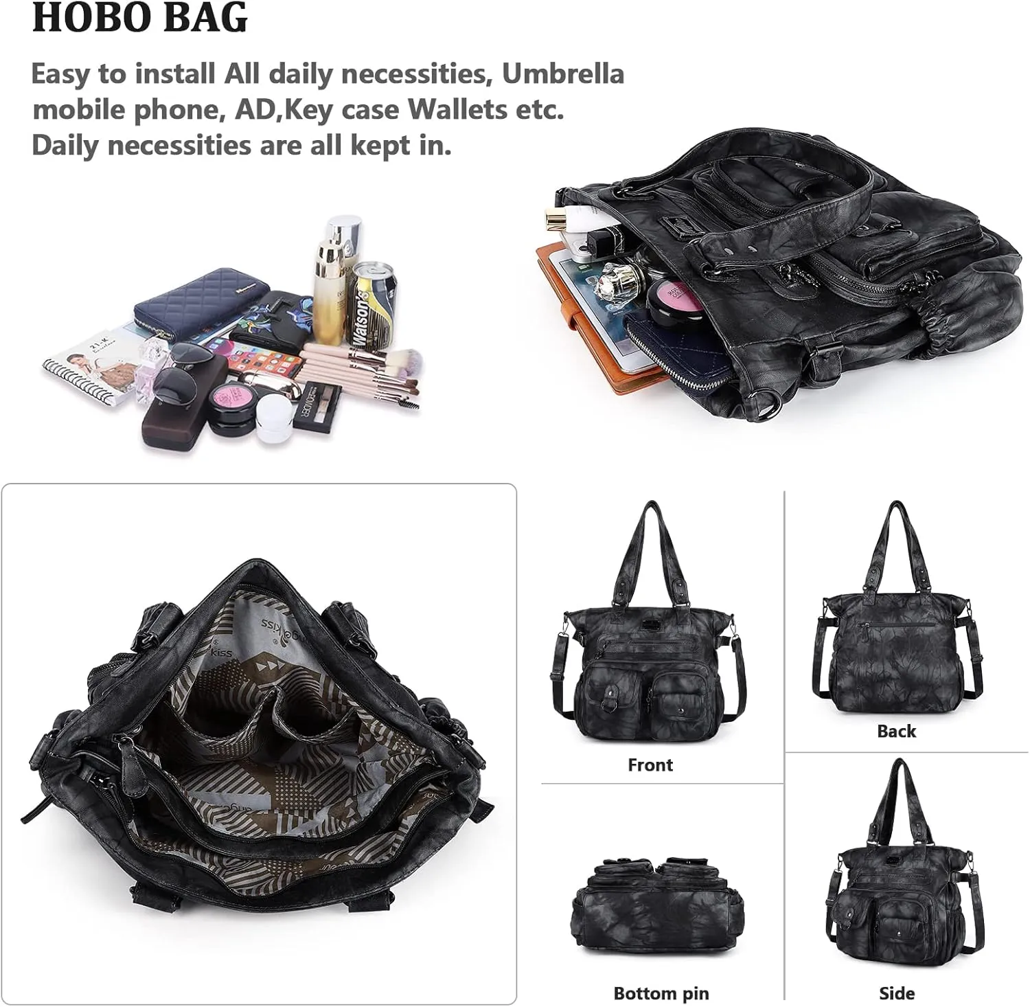 Angelkiss Purses and Handbag for Women Soft Leather Hobo Bags Satchel Shoulder Bags Ladies Tote Crossbody Bag