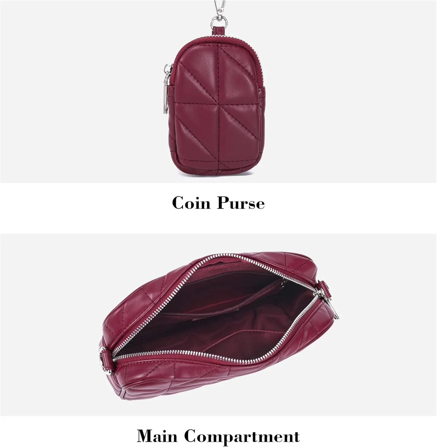 AOCINA Quilted Crossbody Bags for Women with Coin Purse Soft Leather Crossbody Purse Small Shoulder Handbags