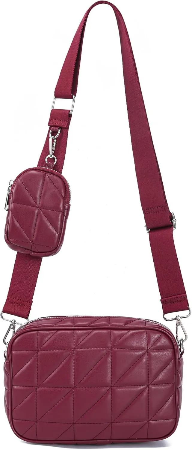 AOCINA Quilted Crossbody Bags for Women with Coin Purse Soft Leather Crossbody Purse Small Shoulder Handbags