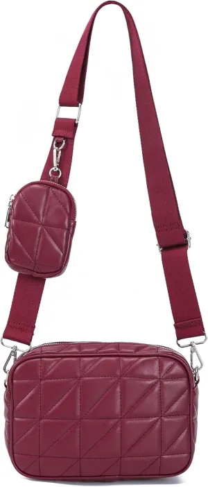 AOCINA Quilted Crossbody Bags for Women with Coin Purse Soft Leather Crossbody Purse Small Shoulder Handbags