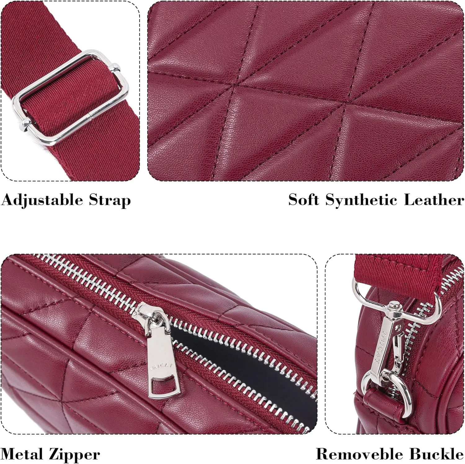 AOCINA Quilted Crossbody Bags for Women with Coin Purse Soft Leather Crossbody Purse Small Shoulder Handbags