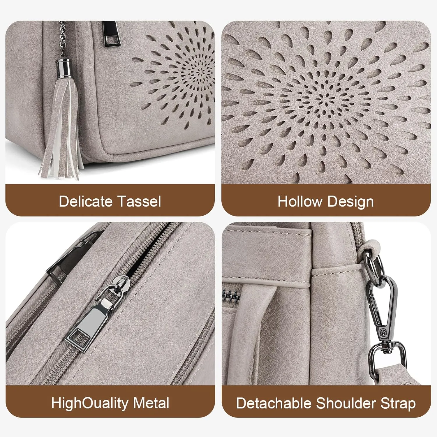 APHISON Crossbody Purse for Women，Small Crossbody Bags Trendy Vegan Leather Shoulder bag with Adjustable Strap and Tassel
