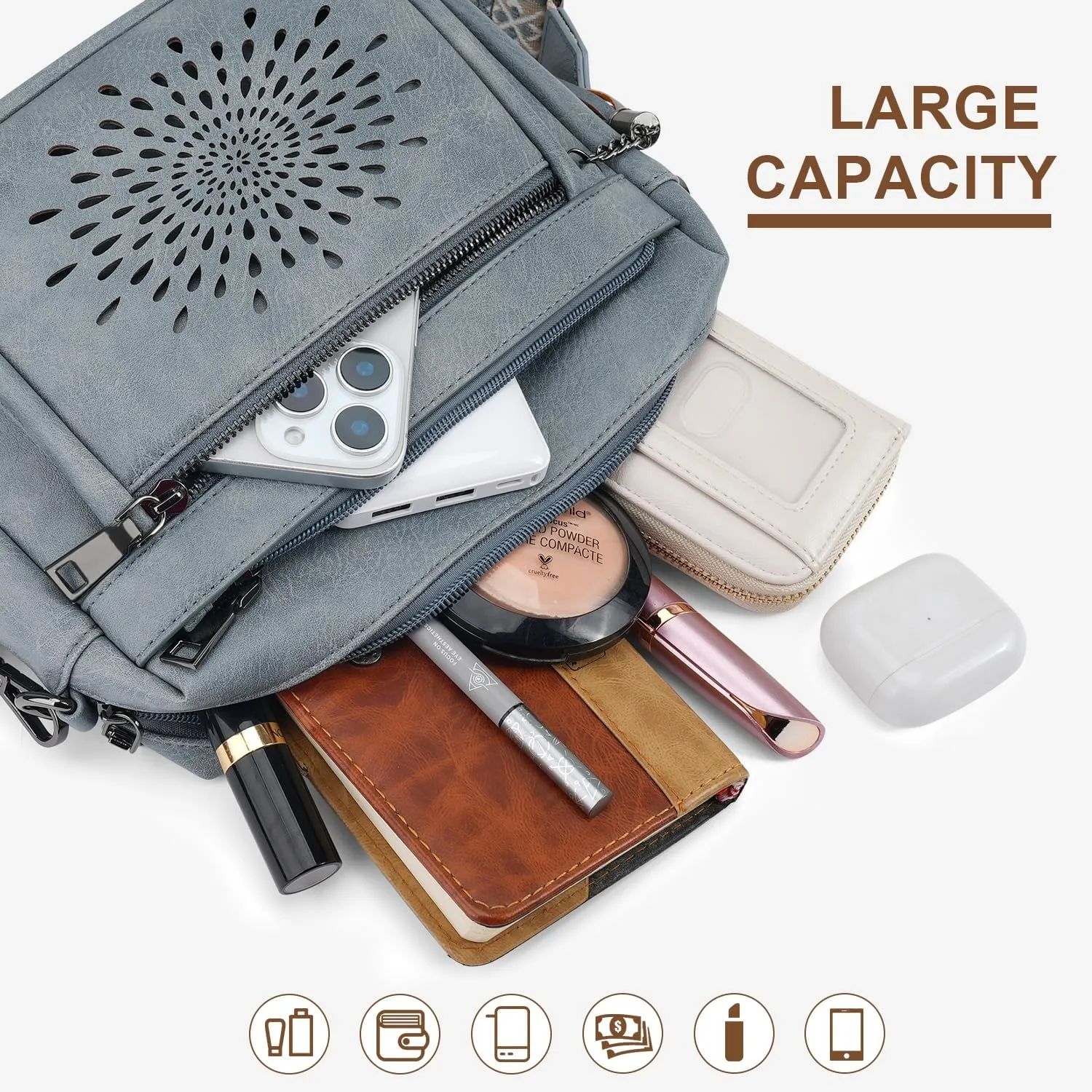 APHISON Crossbody Purse for Women，Small Crossbody Bags Trendy Vegan Leather Shoulder bag with Adjustable Strap and Tassel