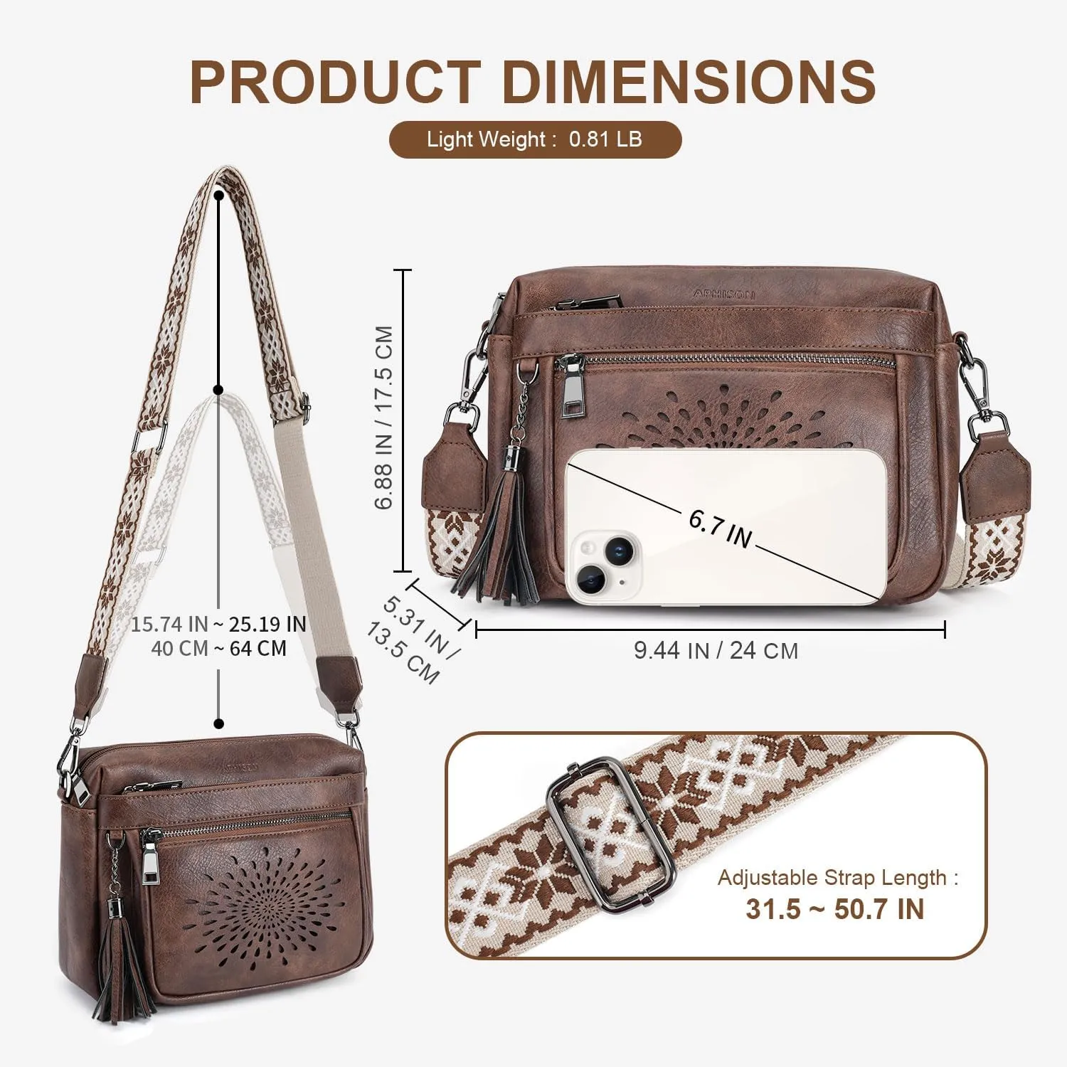APHISON Crossbody Purse for Women，Small Crossbody Bags Trendy Vegan Leather Shoulder bag with Adjustable Strap and Tassel
