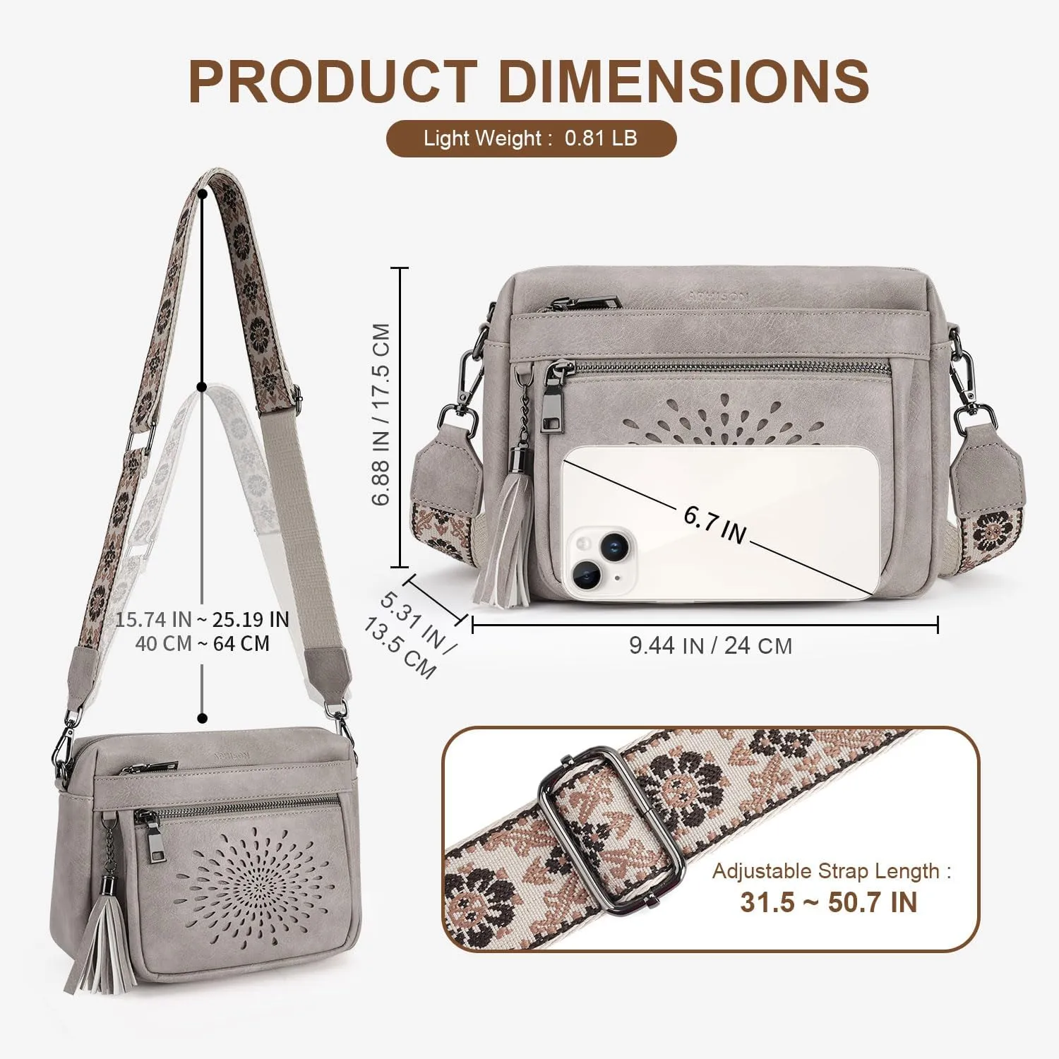 APHISON Crossbody Purse for Women，Small Crossbody Bags Trendy Vegan Leather Shoulder bag with Adjustable Strap and Tassel