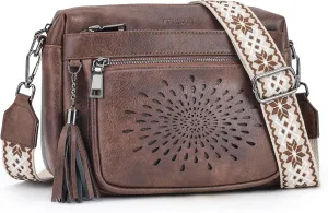 APHISON Crossbody Purse for Women，Small Crossbody Bags Trendy Vegan Leather Shoulder bag with Adjustable Strap and Tassel