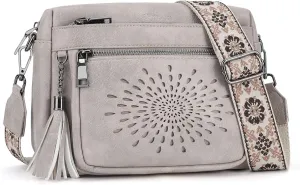 APHISON Crossbody Purse for Women，Small Crossbody Bags Trendy Vegan Leather Shoulder bag with Adjustable Strap and Tassel