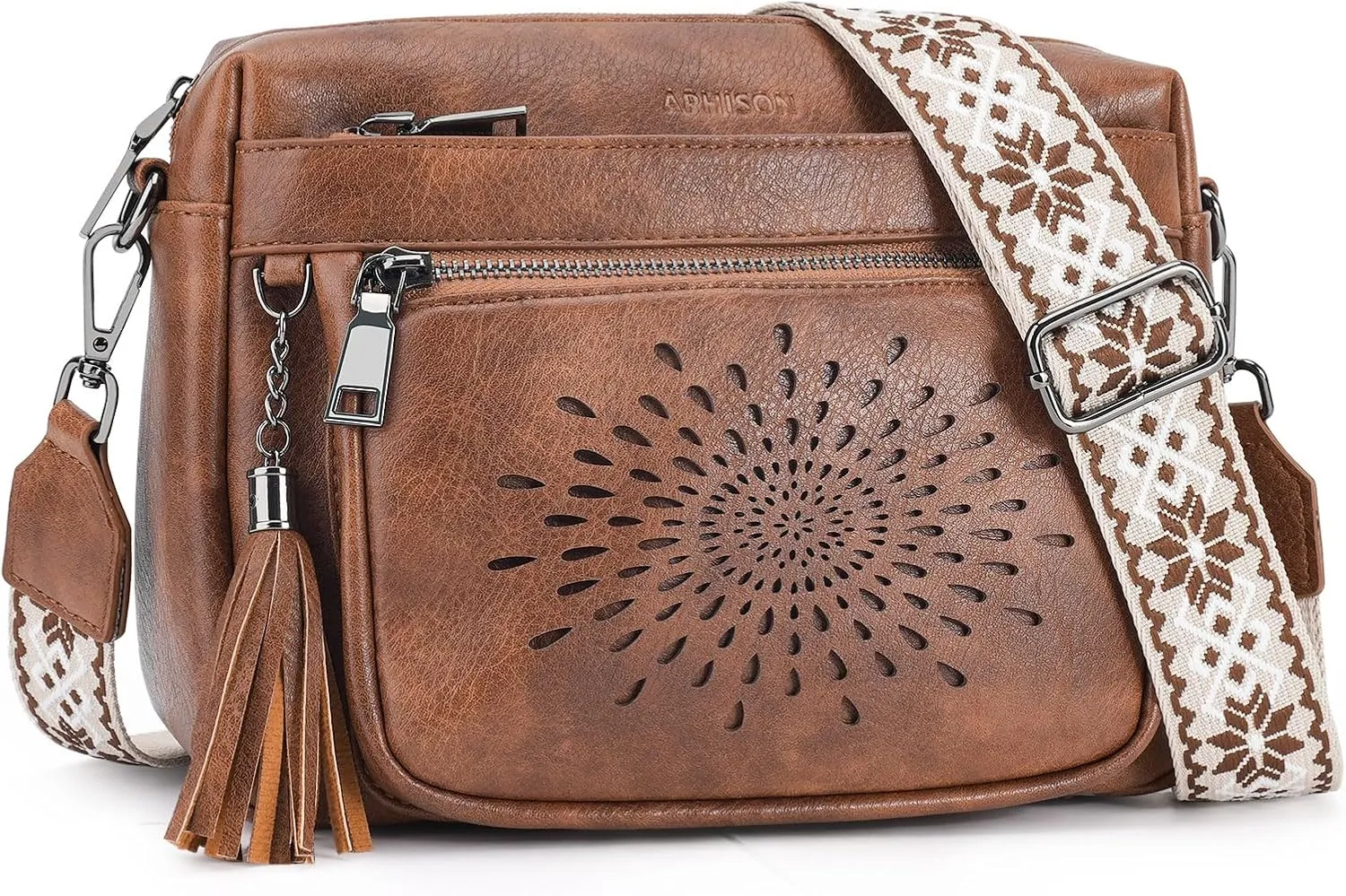 APHISON Crossbody Purse for Women，Small Crossbody Bags Trendy Vegan Leather Shoulder bag with Adjustable Strap and Tassel