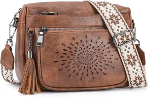 APHISON Crossbody Purse for Women，Small Crossbody Bags Trendy Vegan Leather Shoulder bag with Adjustable Strap and Tassel
