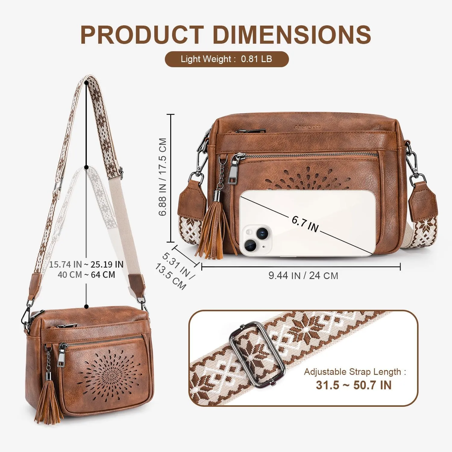 APHISON Crossbody Purse for Women，Small Crossbody Bags Trendy Vegan Leather Shoulder bag with Adjustable Strap and Tassel