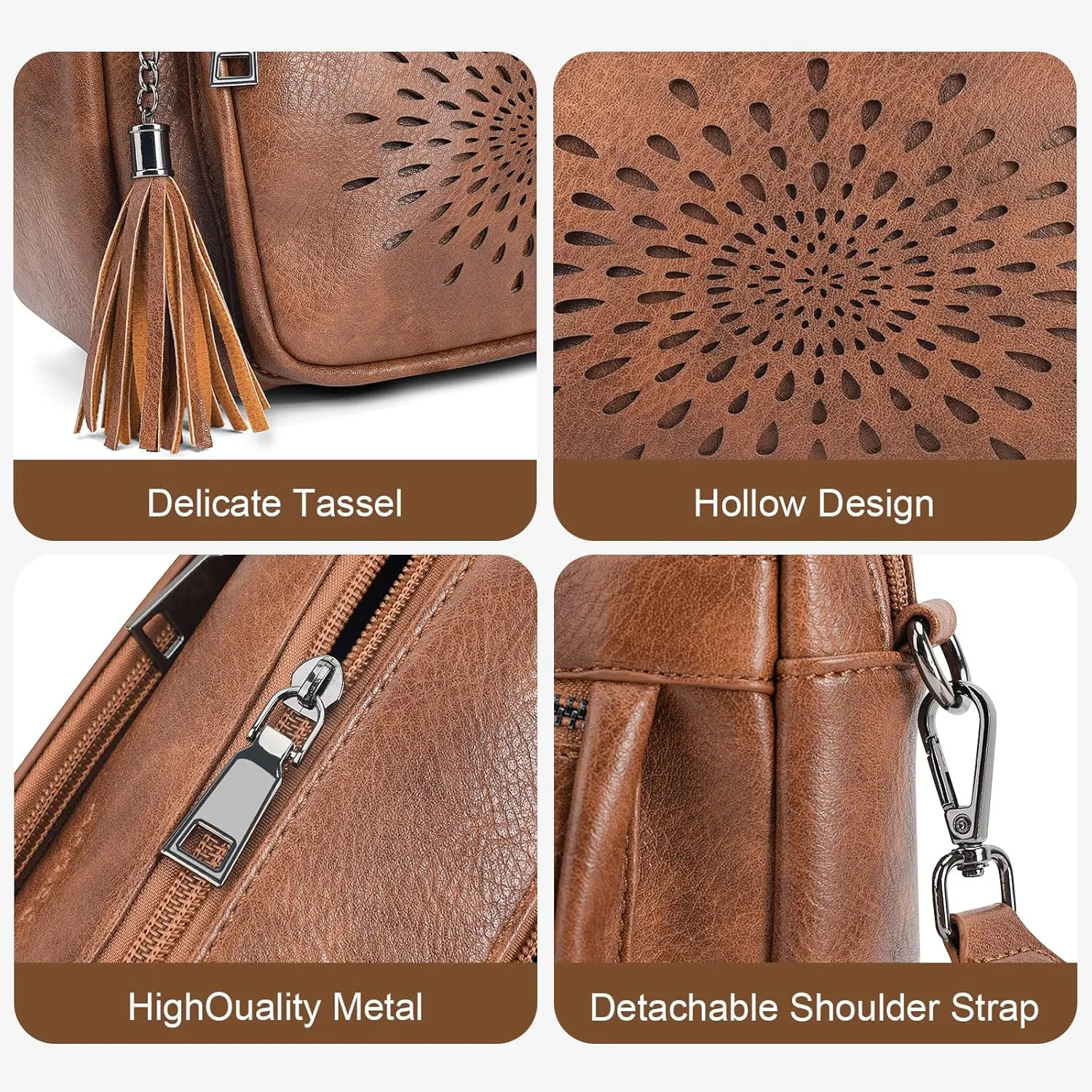APHISON Crossbody Purse for Women，Small Crossbody Bags Trendy Vegan Leather Shoulder bag with Adjustable Strap and Tassel