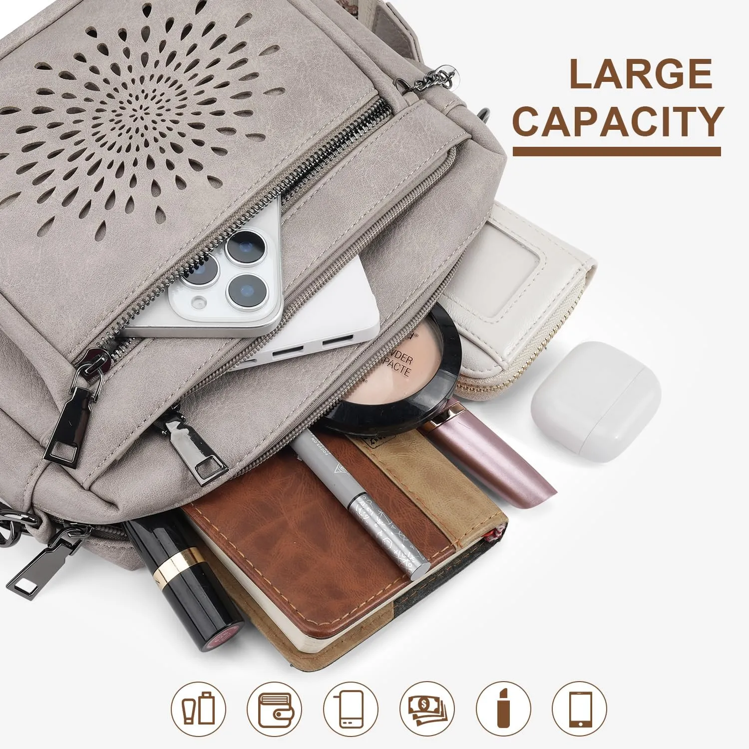APHISON Crossbody Purse for Women，Small Crossbody Bags Trendy Vegan Leather Shoulder bag with Adjustable Strap and Tassel
