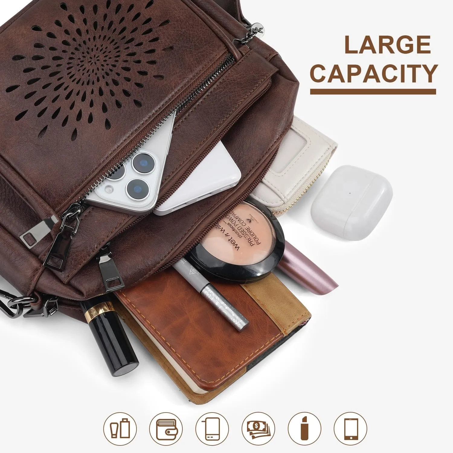 APHISON Crossbody Purse for Women，Small Crossbody Bags Trendy Vegan Leather Shoulder bag with Adjustable Strap and Tassel
