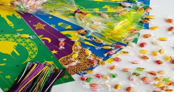 AZISEN【100 Pcs】Eid al Adha Goodie Bags Eid Mubarak Gift Bags, Ramadan Kareem Eid Mubarak Decorations for Home Ramadan Corban Gift Treat Cellophane Candy Bags for Islamic Muslim Party Favor Supplies