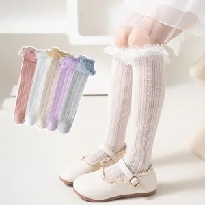 Baby princess pearl lace socks college style calf socks children pile socks