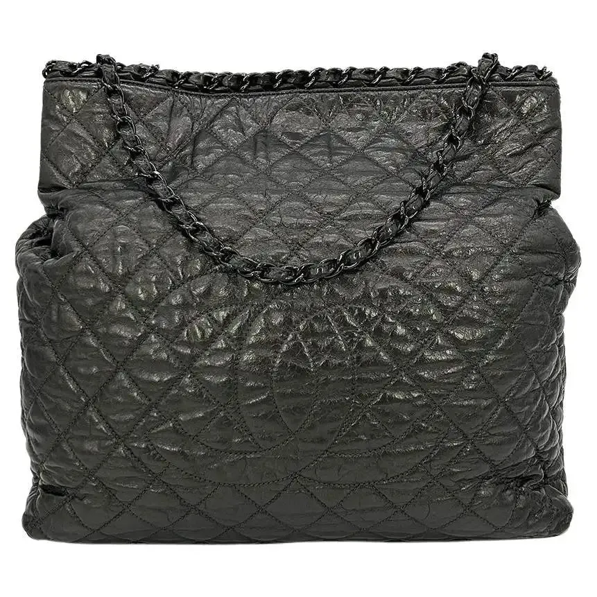 Bag Chanel Chain Affordable delivery fees Convenient delivery Metallic Leather Grey Tote Me Shoulder