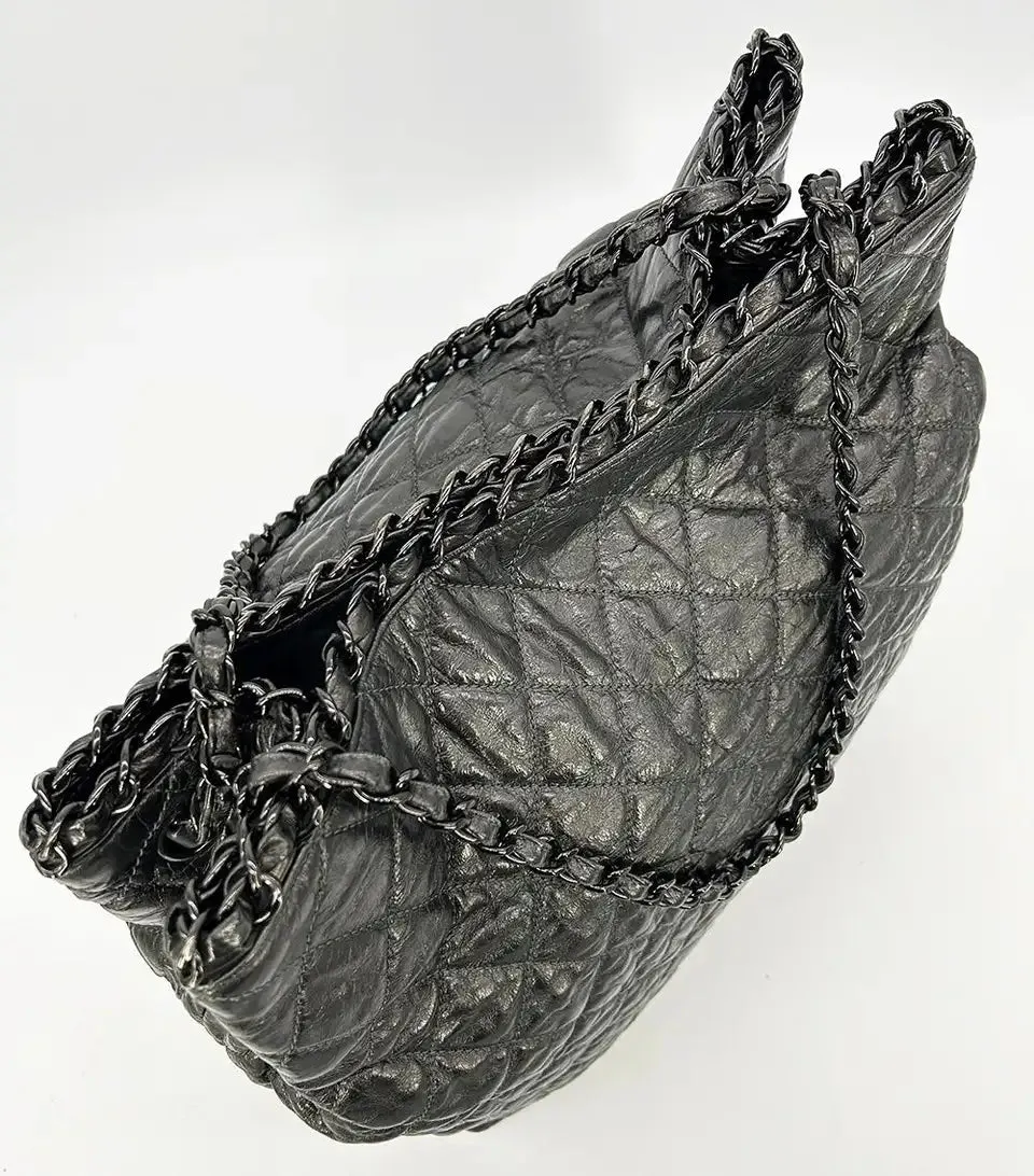 Bag Chanel Chain Affordable delivery fees Convenient delivery Metallic Leather Grey Tote Me Shoulder