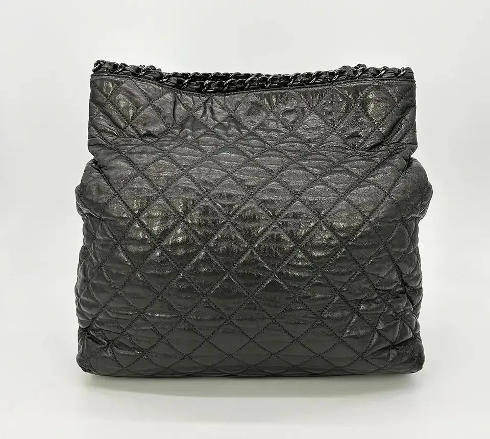 Bag Chanel Chain Affordable delivery fees Convenient delivery Metallic Leather Grey Tote Me Shoulder