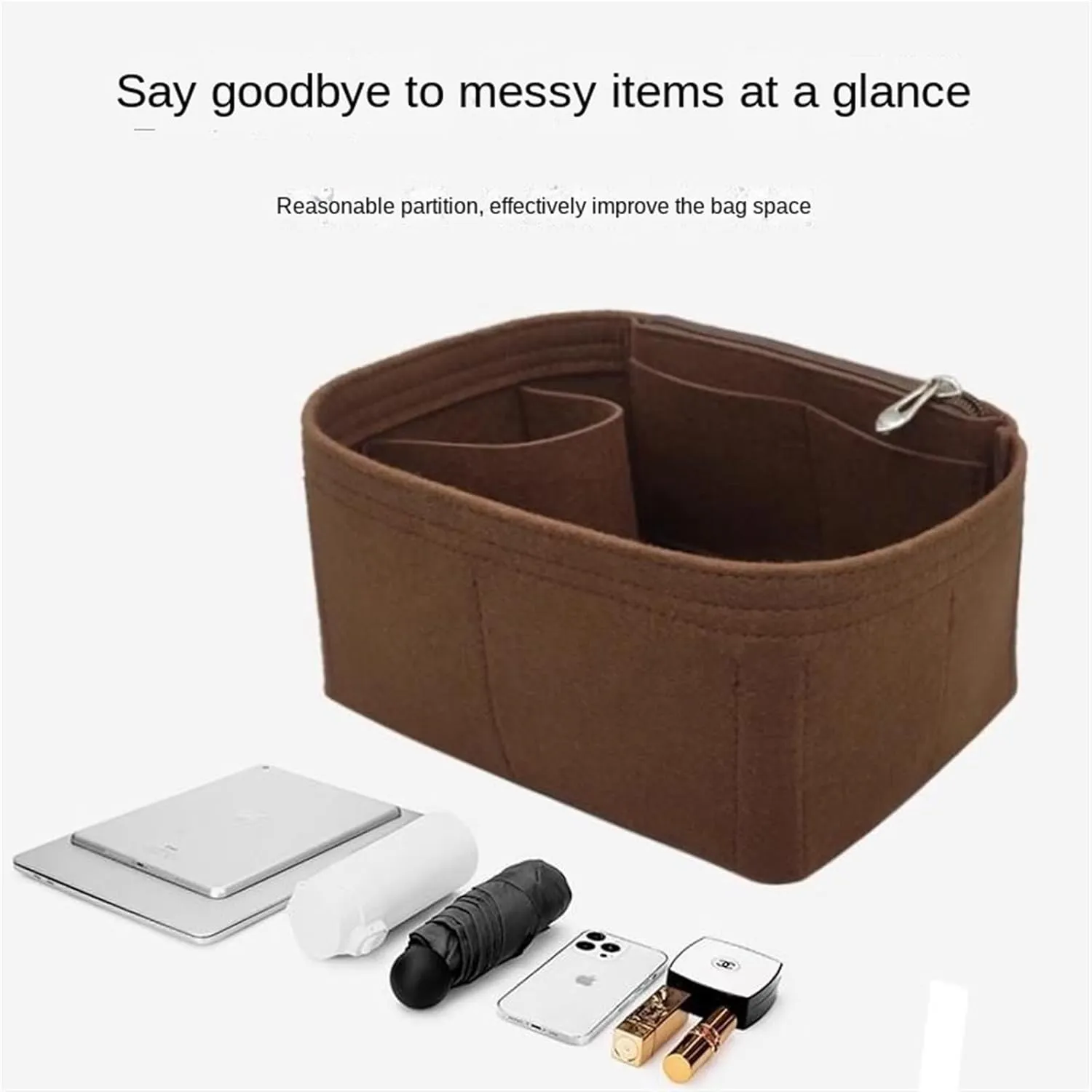 Bag Organizer Liner Storage Bag Bag Storage Insert Portable Makeup Bag for Hermes Picotin18/22/26(Gray A,Picotin 22)