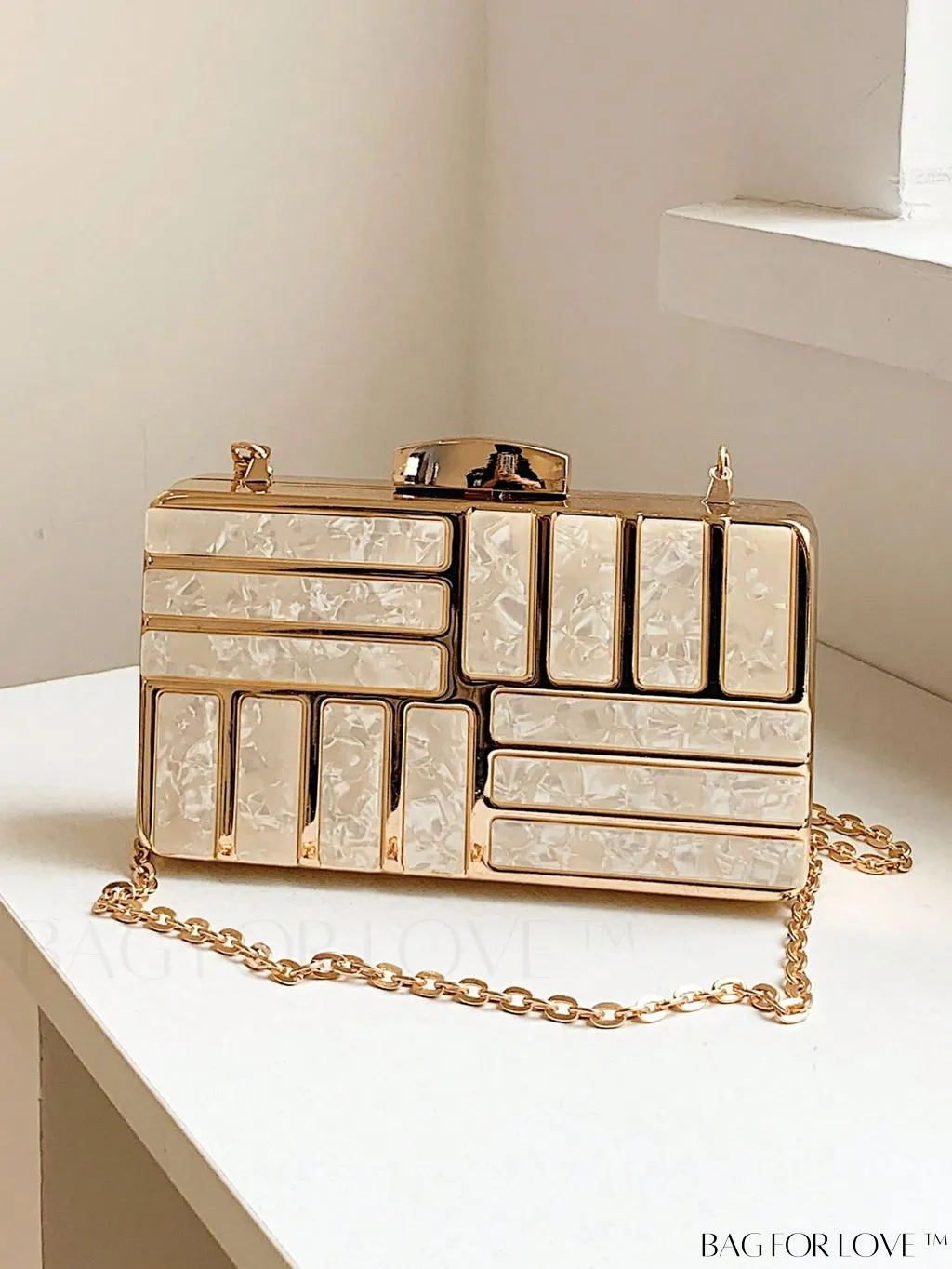 BagForLove - Chic Marble Box Bag: Ideal Bridal Accessory for Weddings, Proms, and Parties