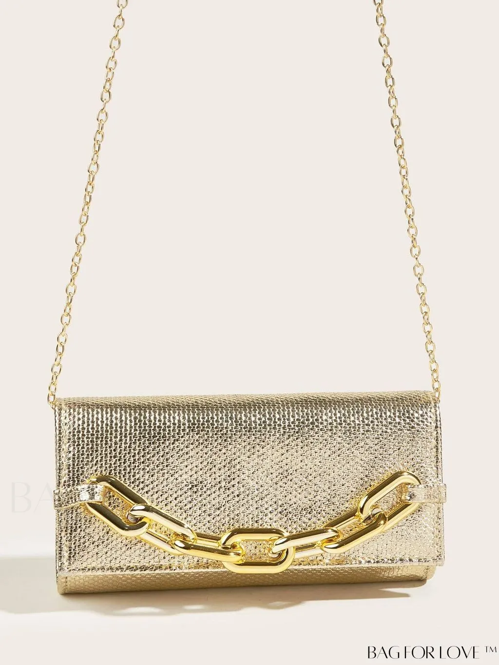 BagForLove - Chic Metallic Envelope Bag with Chain Detailing