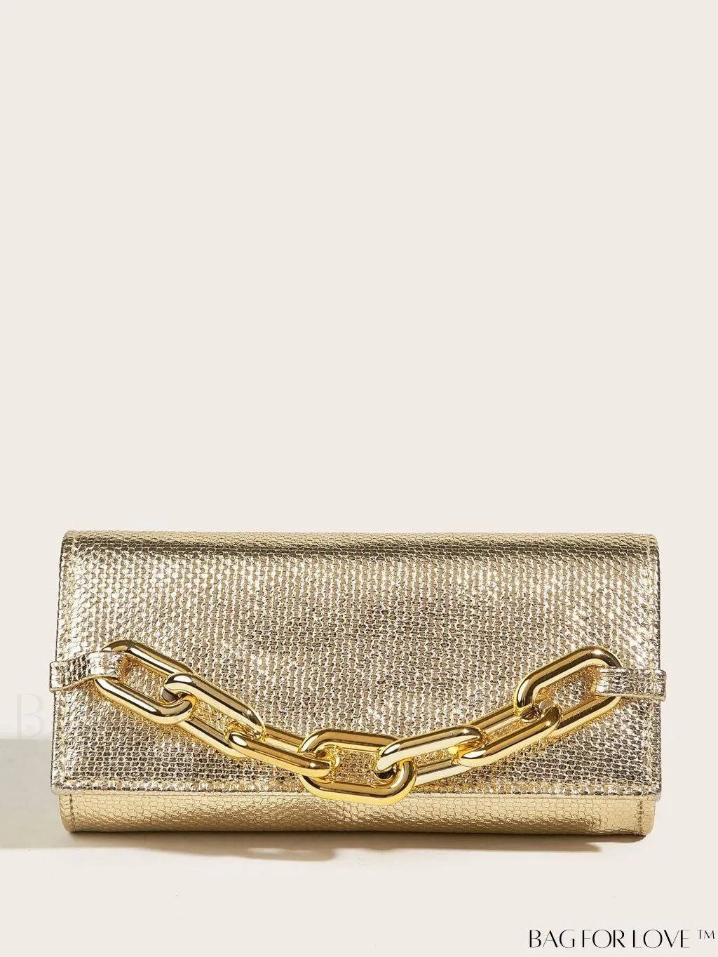 BagForLove - Chic Metallic Envelope Bag with Chain Detailing