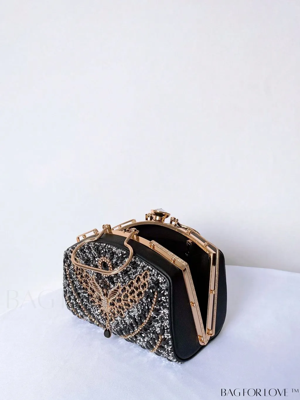 BagForLove - Chic Rhinestone Embellished Top-Handle Box Bag: Elevate Your Style