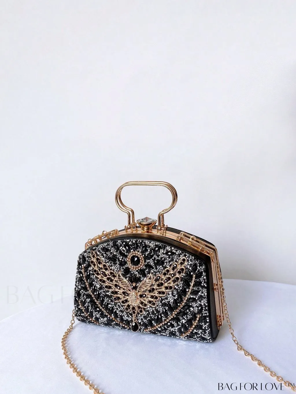 BagForLove - Chic Rhinestone Embellished Top-Handle Box Bag: Elevate Your Style
