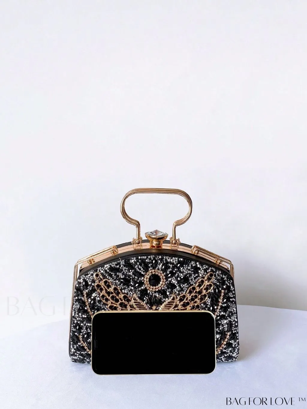 BagForLove - Chic Rhinestone Embellished Top-Handle Box Bag: Elevate Your Style