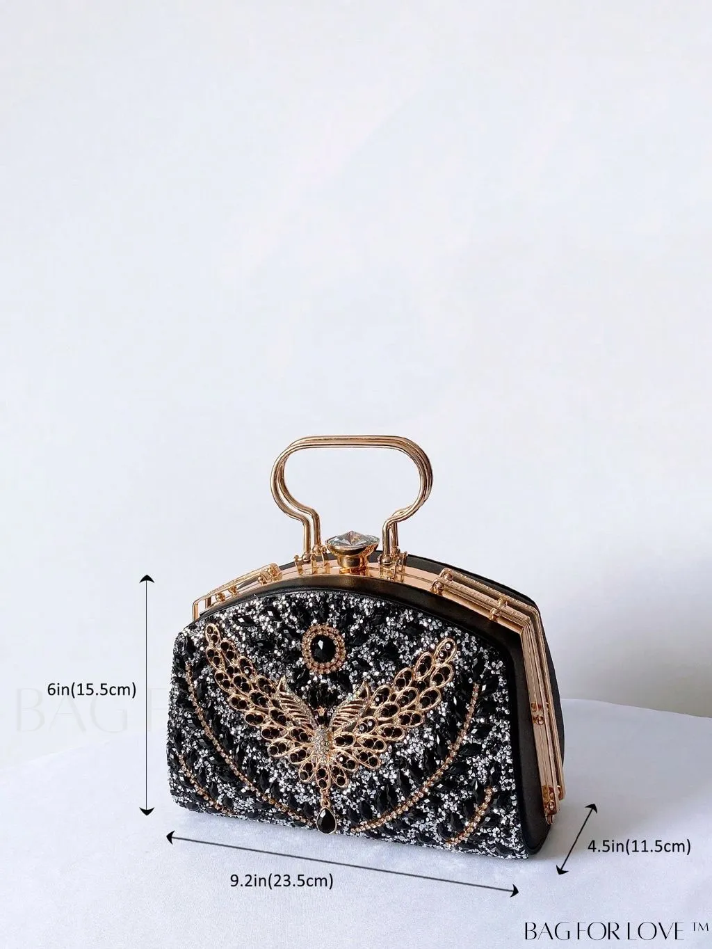 BagForLove - Chic Rhinestone Embellished Top-Handle Box Bag: Elevate Your Style