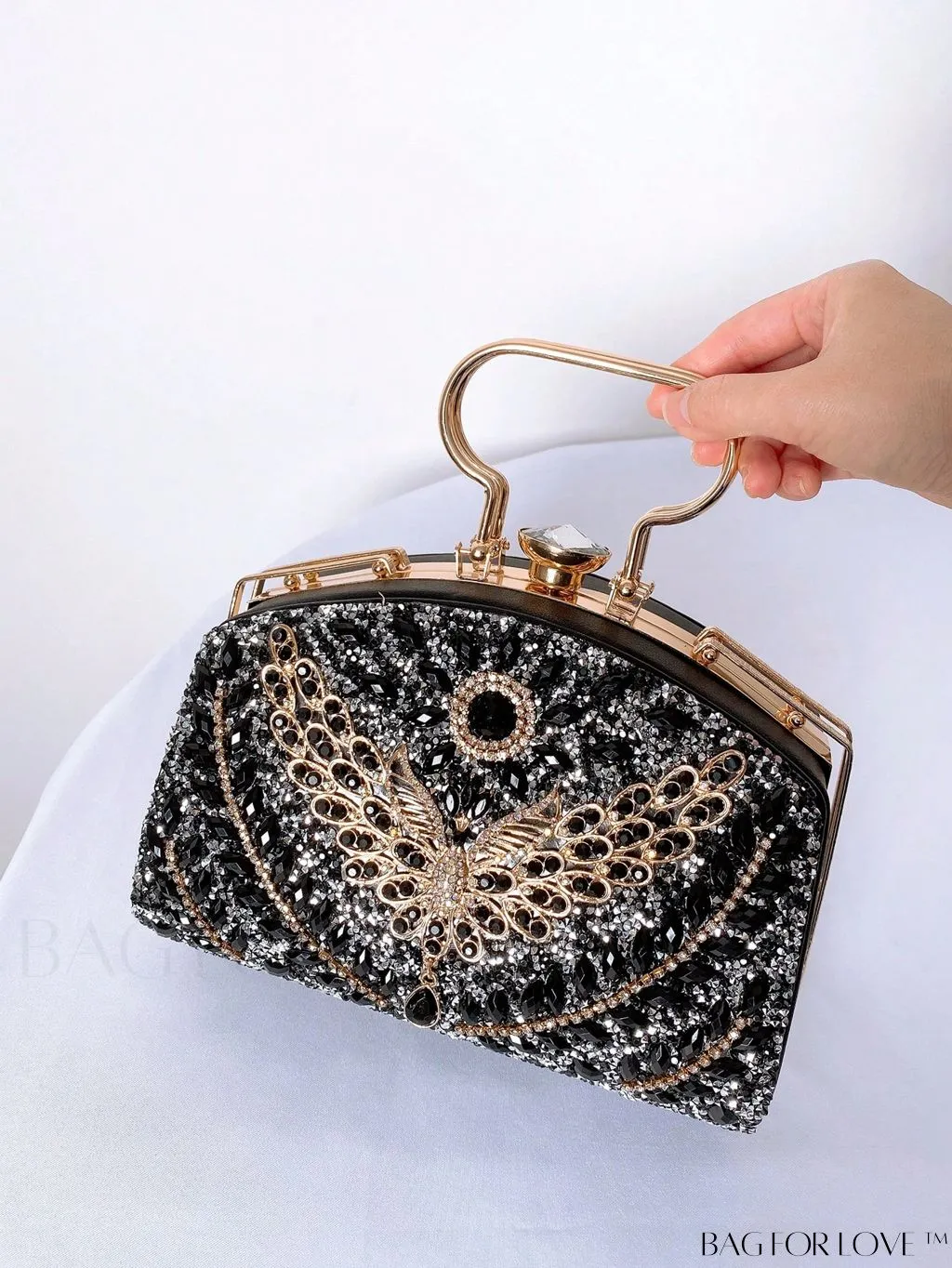 BagForLove - Chic Rhinestone Embellished Top-Handle Box Bag: Elevate Your Style
