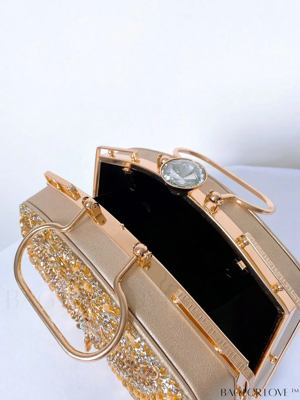 BagForLove - Chic Rhinestone Embellished Top-Handle Box Bag: Elevate Your Style
