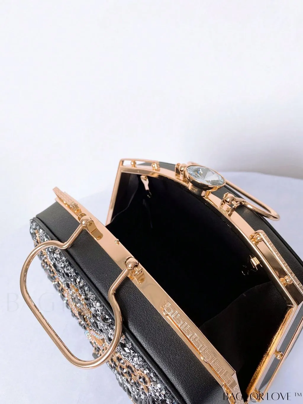 BagForLove - Chic Rhinestone Embellished Top-Handle Box Bag: Elevate Your Style